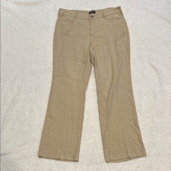 NYDJ Wide Leg Cargo Pocket Linen Blend Pants size 10 Petite Tan - Picture 1 of 15